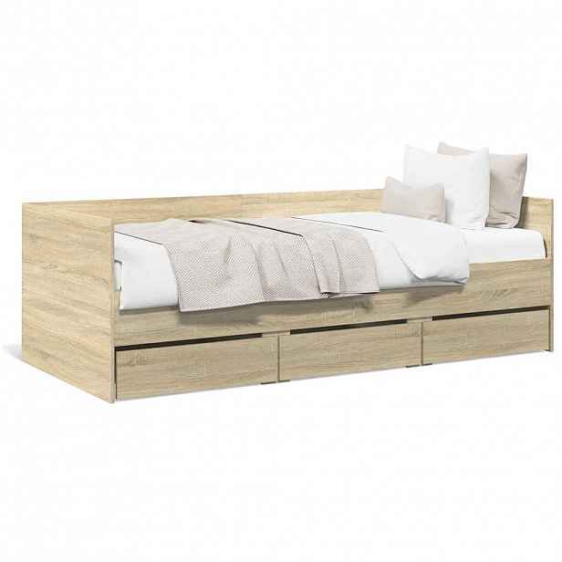 vidaXL Válenda se zásuvkami bez matrace dub sonoma 100 x 200 cm