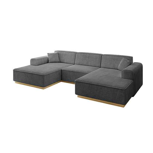ALTDECOR SEDACÍ SOUPRAVA ve tvaru U IREA-U1-v2 301x165x80 Tmavě šedá Manšestr