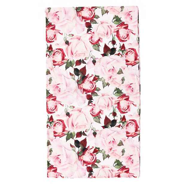 Běhoun na stůl Růže 40x150 cm, bílo-růžový