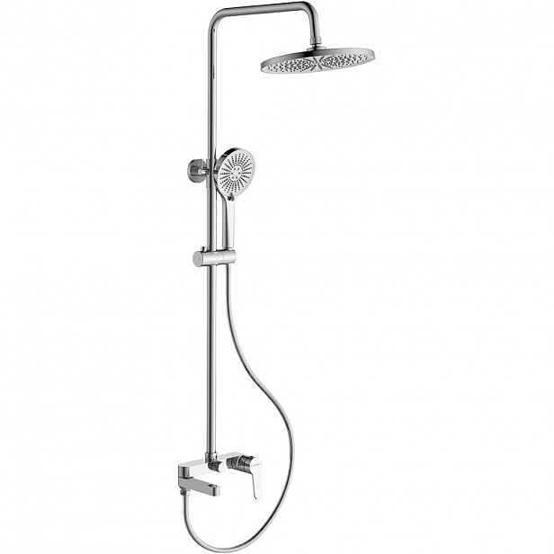 Sprchový nástěnný sloup Velea - vanová otočná baterie - chrom - 78-123 cm