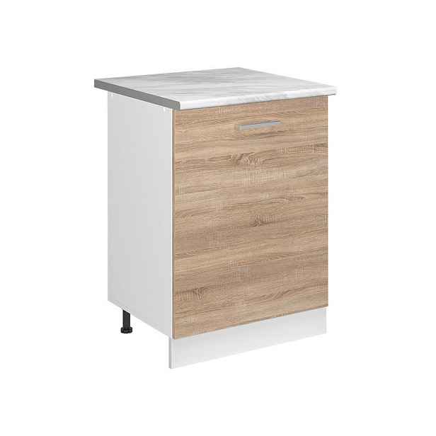 Vicco SPODNÍ SKŘÍŇKA KUCHYŇSKÉ LINKY R-Line, Sonoma/Bílá, 60 cm s 1 dveřmi pracovná doska Mramor