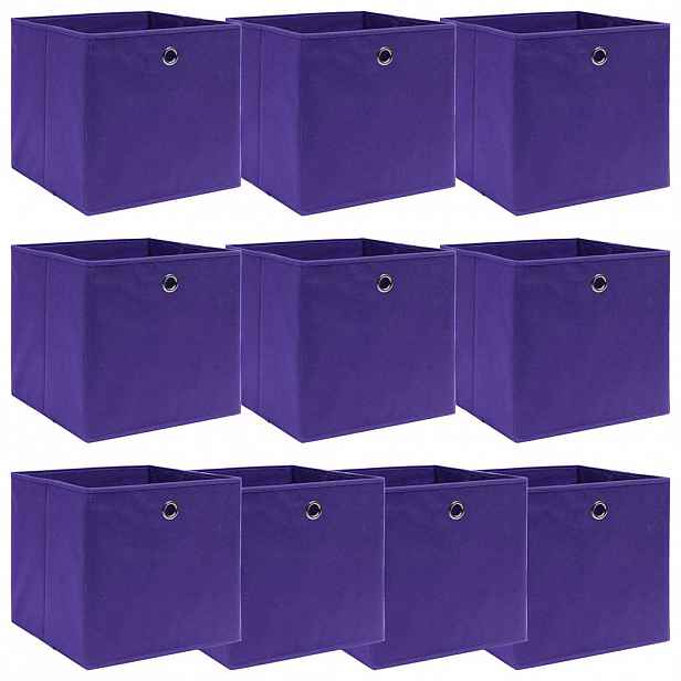 vidaXL Úložné boxy 10 ks fialové 32 x 32 x 32 cm textil
