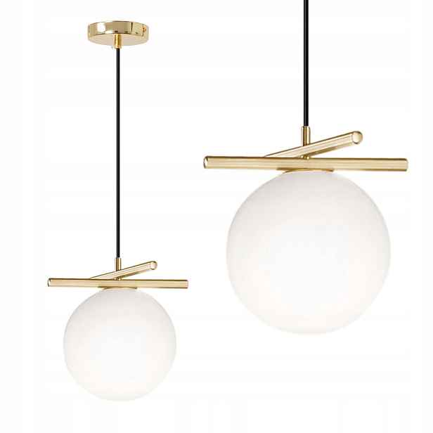 Zlatá závěsná stropní lampa Skleněný lustr Bílá koule