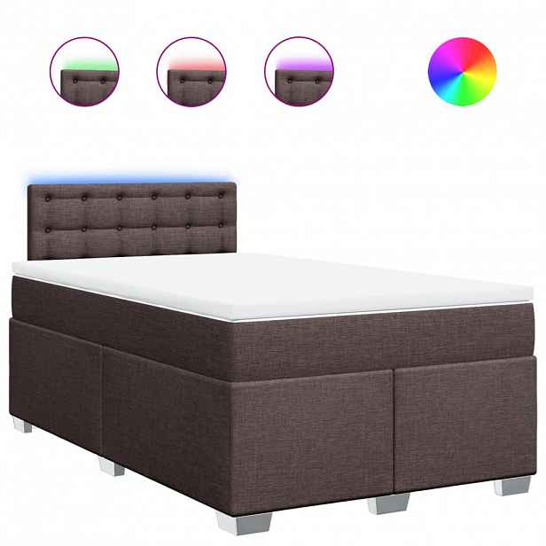 vidaXL Box spring postel s matrací tmavě hnědá 120x190 cm textil