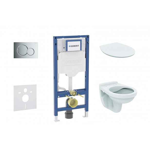 Geberit Duofix - Set předstěnové instalace, klozetu Alpha a sedátka softclose, tlačítko Sigma01, lesklý chrom SANI11CD1101