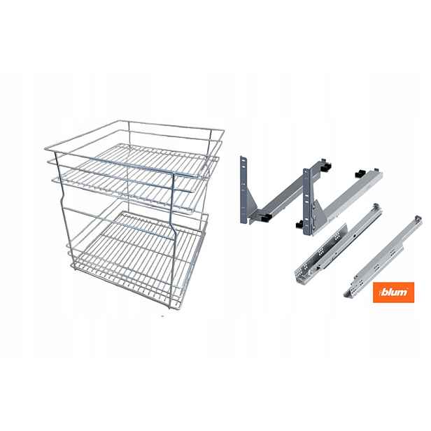 Koš do spodní skříňky Cargo 60 cm 600 Chrom 2p s tlumením dovírání Blum s plným výsuvem
