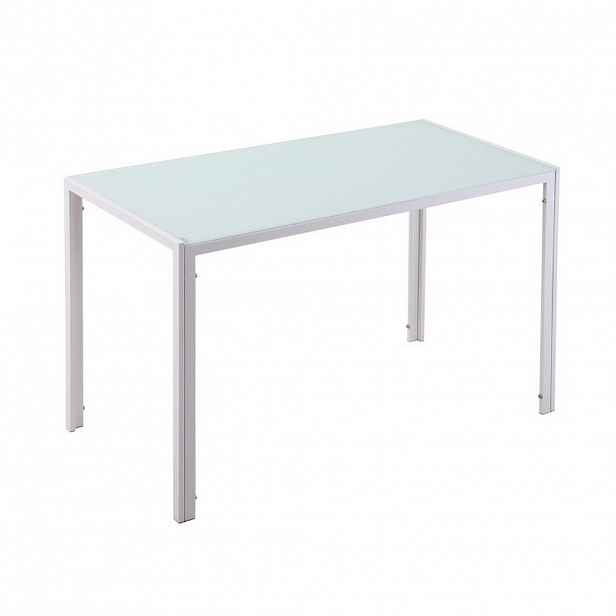 Modfu JÍDELNÍ stůl z kovu a tvrzeného skla 120x60x75 cm bílý pro 4 osoby s moderním obdélníkovým designem