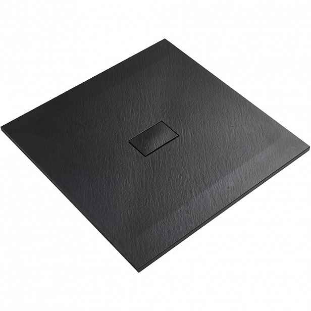 Sprchová vanička čtvercová FlexiCut - SMC/minerální kompozit - upravitelná - černá matná - 100x100x3 cm