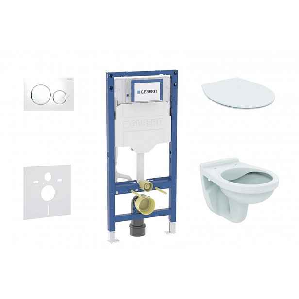 Geberit Duofix - Set předstěnové instalace, klozetu Alpha a sedátka softclose, tlačítko Sigma20, bílá/chrom SANI11CD3103