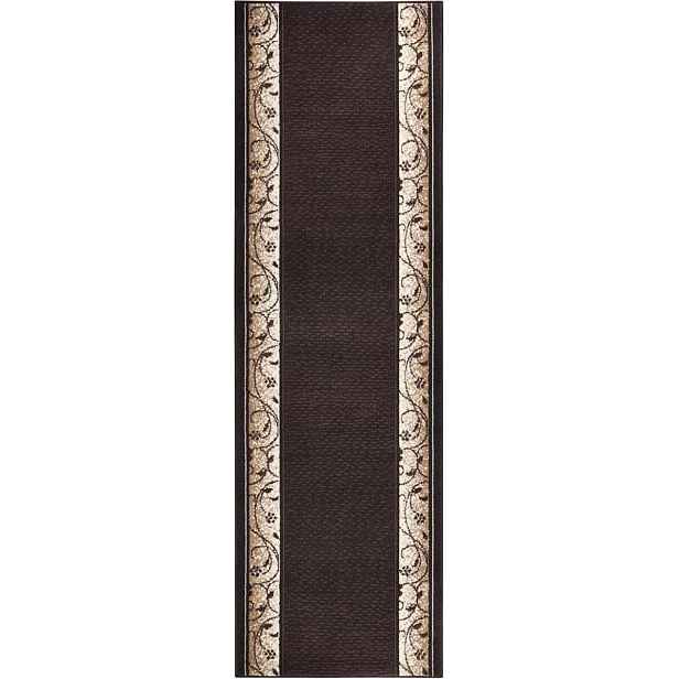 Hnědý koberec běhoun s měkkým krátkým vlasem 80 x 450 cm