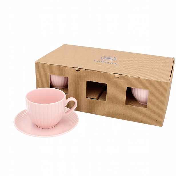 Lubiana Daisy Sada 6 šálků s podšálky porcelánová pink 1 ks K70T