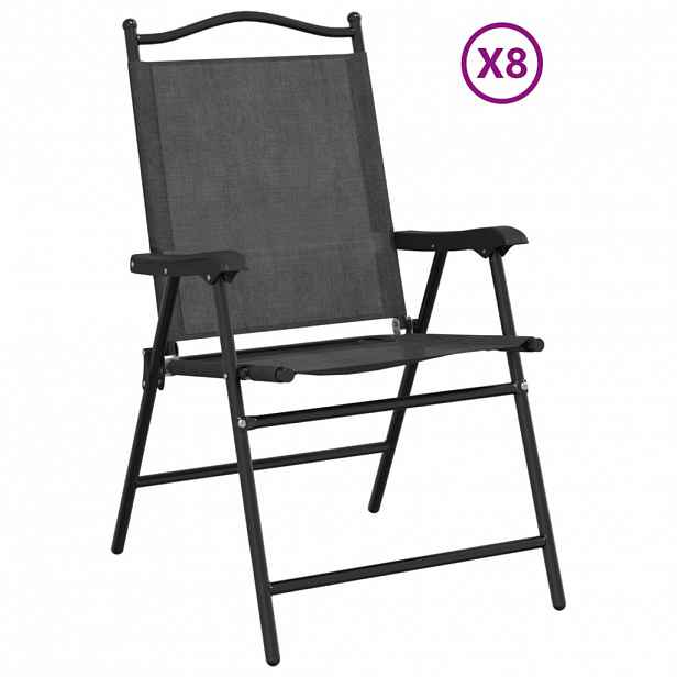 vidaXL Skládací židle 8 ks, melanžově šedá, ocel a textilén