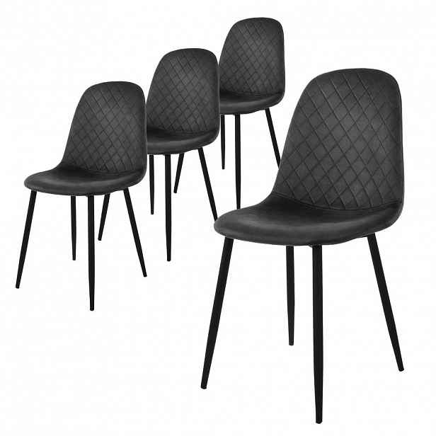ML-DESIGN JÍDELNÍ ŽIDLE, sada 4 ks, antracitový samet