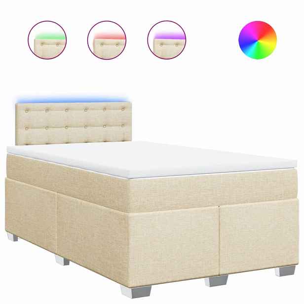 vidaXL Box spring postel s matrací krémová 120x190 cm textil