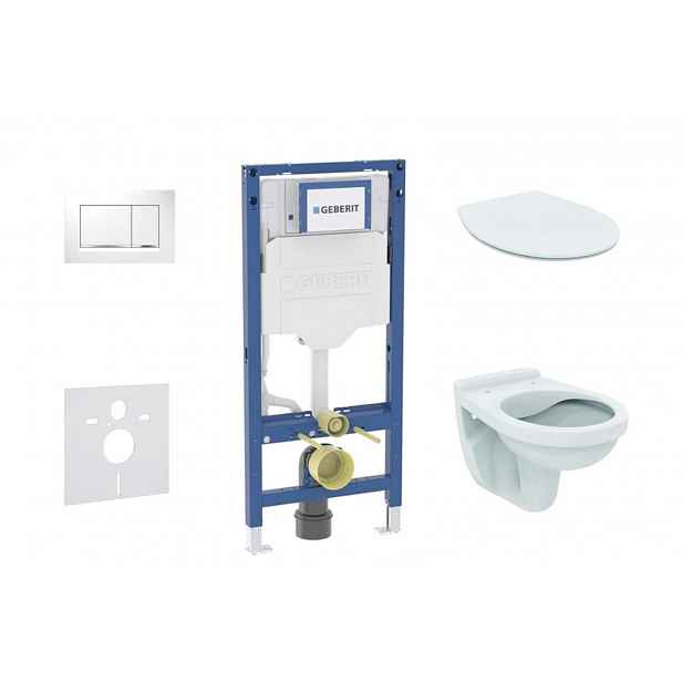 Geberit Duofix - Set předstěnové instalace, klozetu Alpha a sedátka softclose, tlačítko Sigma20, bílá/chrom SANI11CD3104