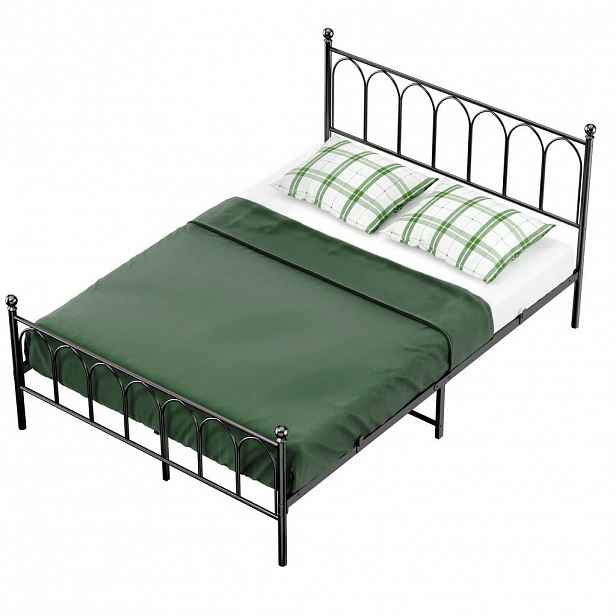 STILVORA KOVOVÁ POSTEL 140/200 cm s úložným prostorem pod postelí, s roštem, černá