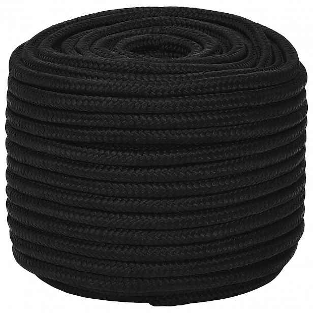 vidaXL Víceúčelové užitkové lano 12 mm 250 m Černá Polyester