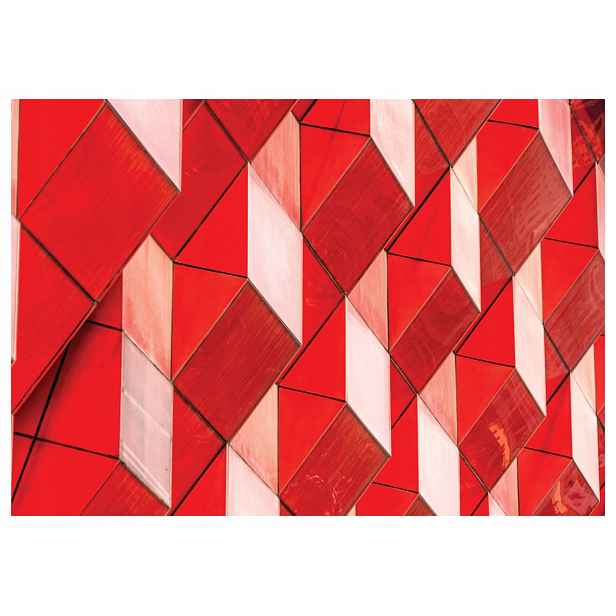 Vliesová fototapeta Romby červeno-bílá geometrie iluze 368x254 lepidlo