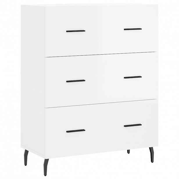 vidaXL Příborník bílý s vysokým leskem 69,5x34x90 cm kompozitní dřevo