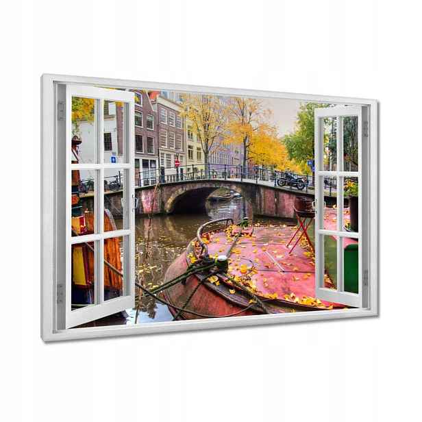 Obrazy 120x80 Růžový mostek Amsterdam