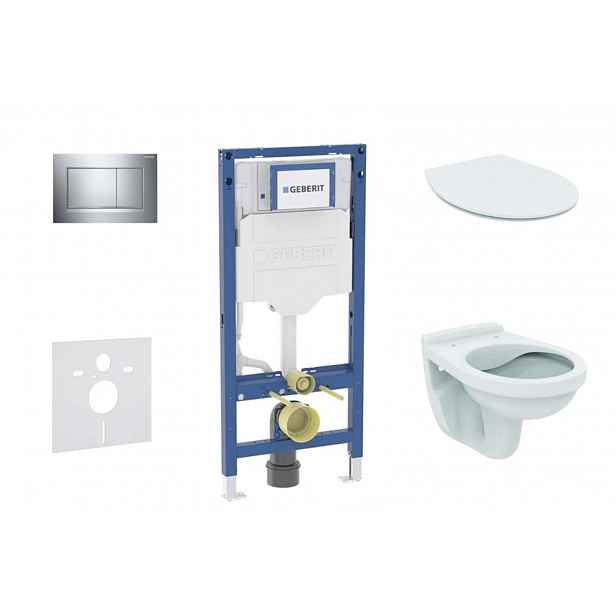 Geberit Duofix - Set předstěnové instalace, klozetu Alpha a sedátka softclose, tlačítko Sigma20, chrom SANI11CD1105