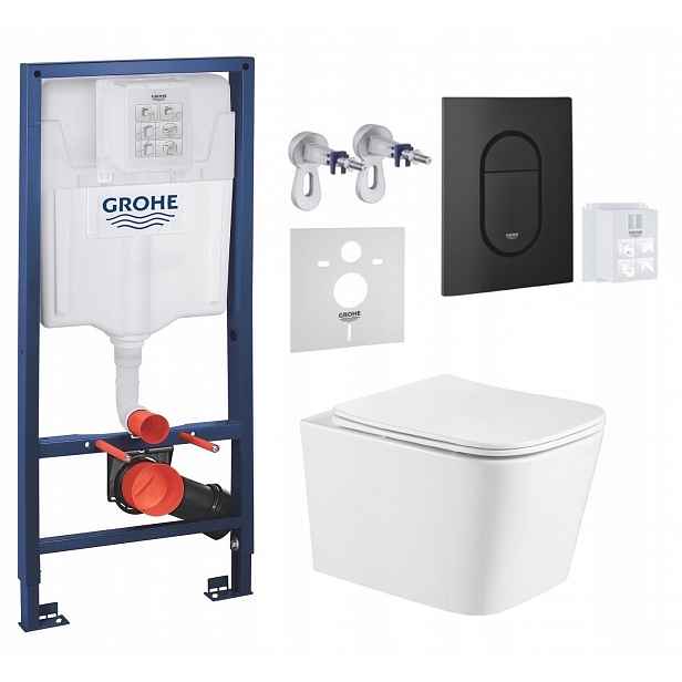 Grohe Wc stojan Rapid s mísou Alba Tornado a tlačítkem černý mat