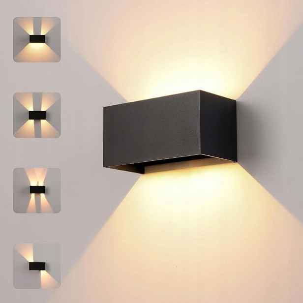 Lampa Nástěnná Led Moderní Horní Spodní Nástěnná Černá 24W Teplé světlo
