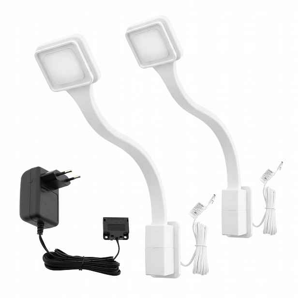 Noční Led světla do postele Bílá Nastavitelná, šroubovací, sada 2x Flexi 2Q