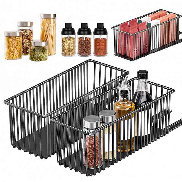 Organizér Pod Dřez Výsuvný Černý Kuchyňský Regál Police 41x16x15
