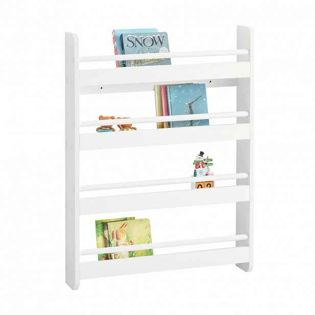 SoBuy DĚTSKÁ KNIHOVNA se 4 policemi Bílá 60x12x80cm Minimalistický