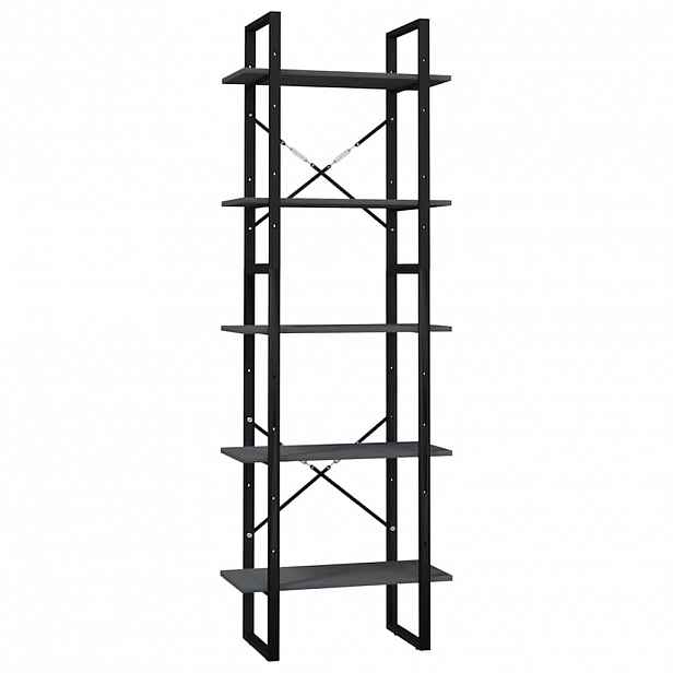 vidaXL Knihovna s 5 policemi šedá 60 x 30 x 175 cm borové dřevo