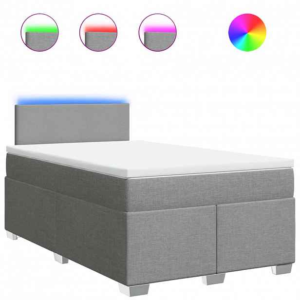 vidaXL Box spring postel s matrací světle šedá 120 x 200 cm textil