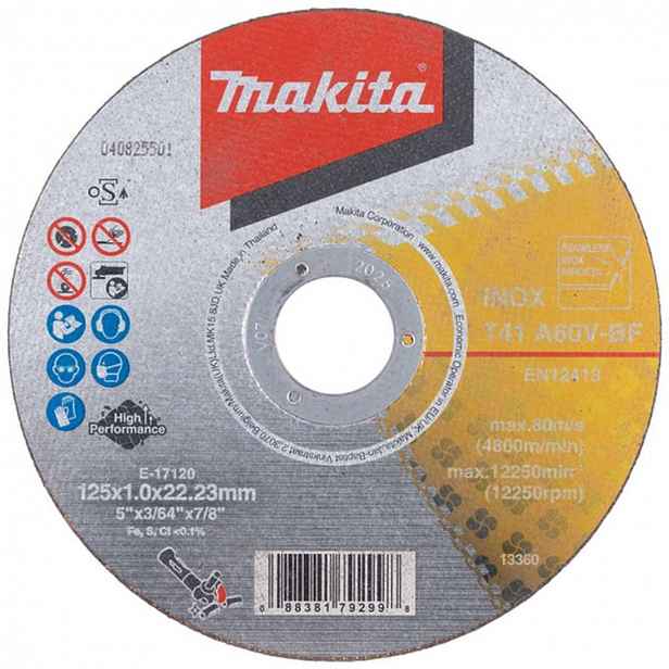 Makita - Sada řezných kotoučů na nerezovou ocel 125x22,23 mm, 12 ks E-17120-12