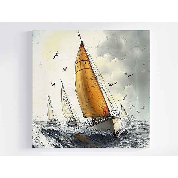 Obraz Na Plátně Canvas Sport Moře Závod Regaty Plachetnice Mewy Vlny 50x50