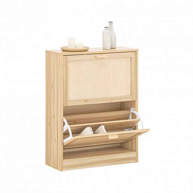 SoBuy BOTNÍK se dvěma dvířky Přírodní 60x24x80cm Nordický