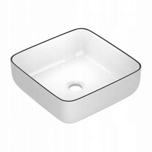 Umyvadlo na desku 38*38 Imprese Black Edge bílé, černé lemování