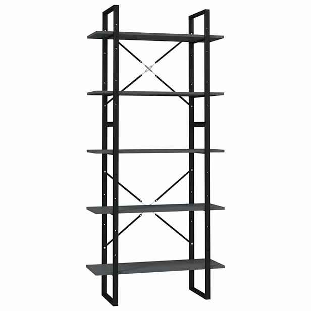 vidaXL Knihovna s 5 policemi šedá 80 x 30 x 175 cm kompozitní dřevo