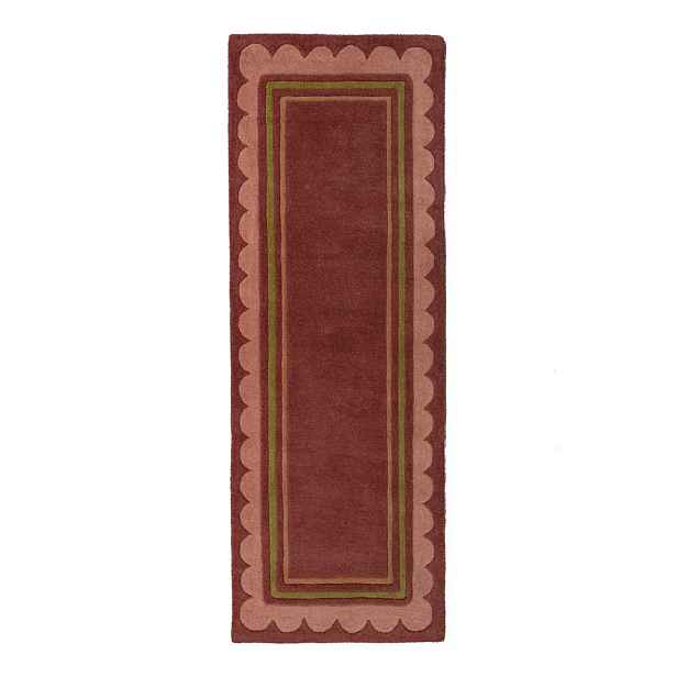 Vínový ručně tkaný vlněný běhoun 80x230 cm Lois – Flair Rugs