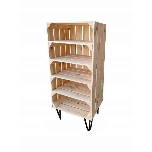 Dřevěná skříňka jako regál se 4 policemi na nohách hairpin 82x37x28 cm