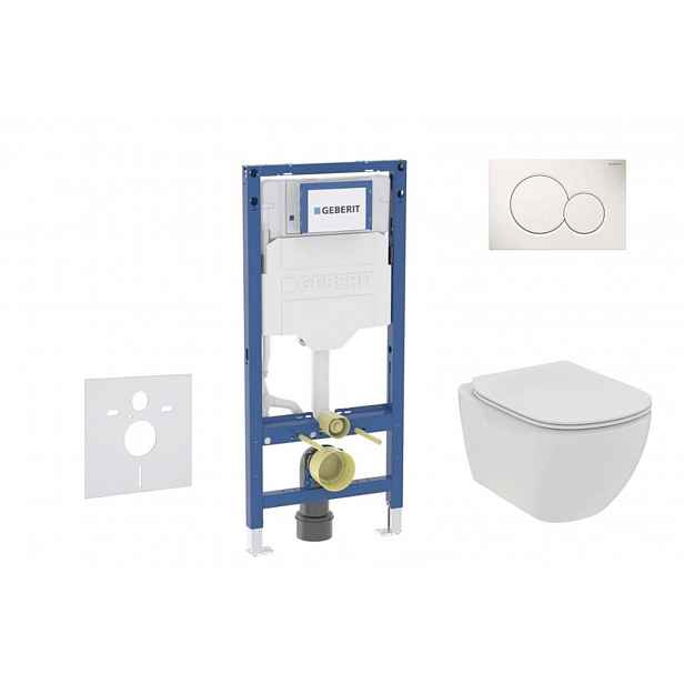 Geberit Duofix - Set předstěnové instalace, klozetu Tesi a sedátka softclose, tlačítko Sigma01, alpská bílá SANI11CD3108