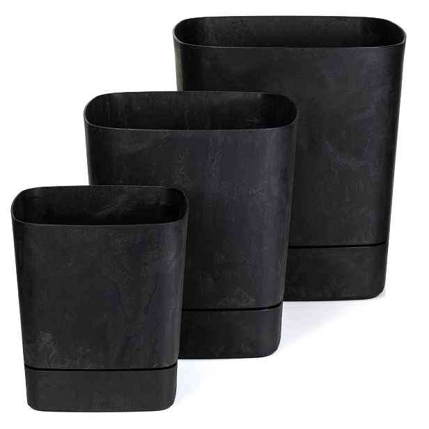 HowHomely Sada 3 ks květináčů Cubi 16x16/19x19/25x25 cm černý beton