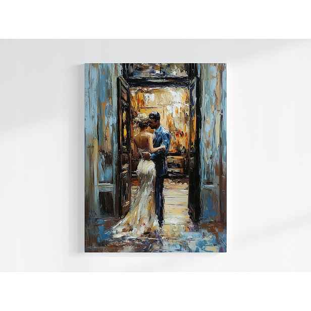 Obraz Na Plátně Canvas Pár Romancí Ulice Láska Elegance Umění 60x80
