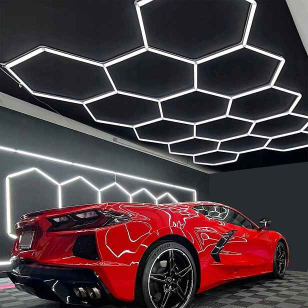 Set Led lampa Hexagon Panel do garáže domu dílny 394x229 Cm 6500K