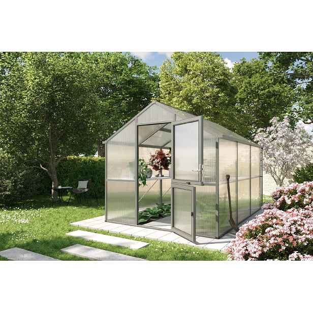 Zahradní skleník KGT Iris III 3,2 x 2,3 m, antracit/šedá