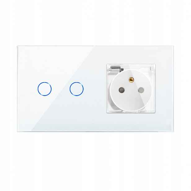 Dvojitý Dotykový Spínač 2K Zigbee Hermetická Zásuvka S Klapkou IP44