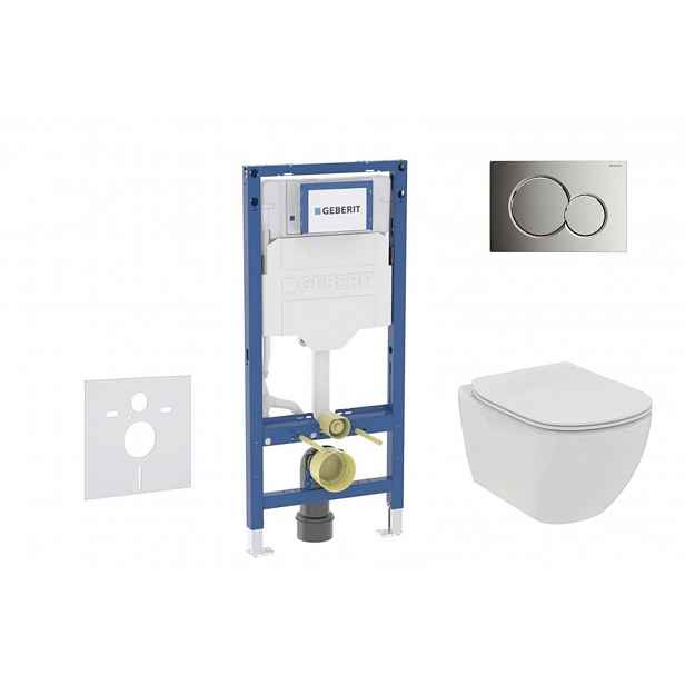 Geberit Duofix - Set předstěnové instalace, klozetu Tesi a sedátka softclose, tlačítko Sigma01, lesklý chrom SANI11CD1109