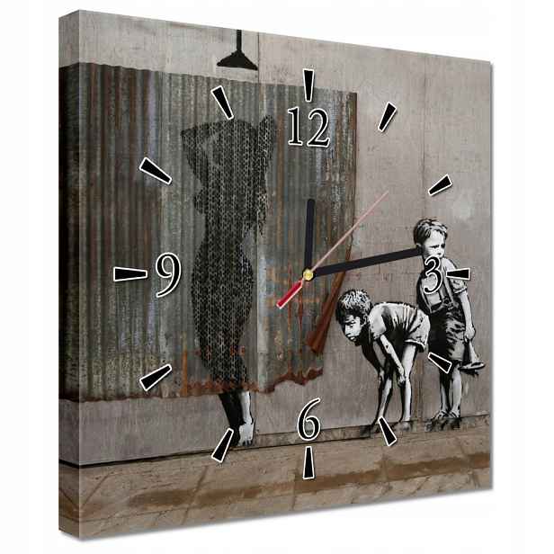 Nástěnné hodiny 30x30 Banksy sledování