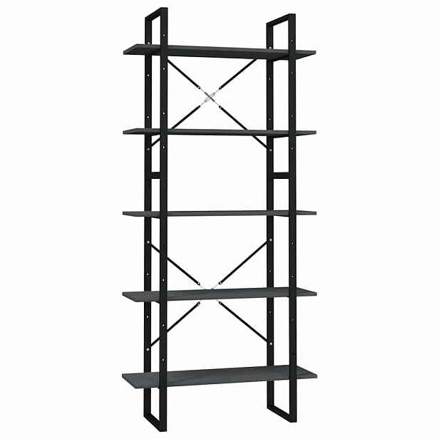 vidaXL Knihovna s 5 policemi šedá 80 x 30 x 175 cm borové dřevo
