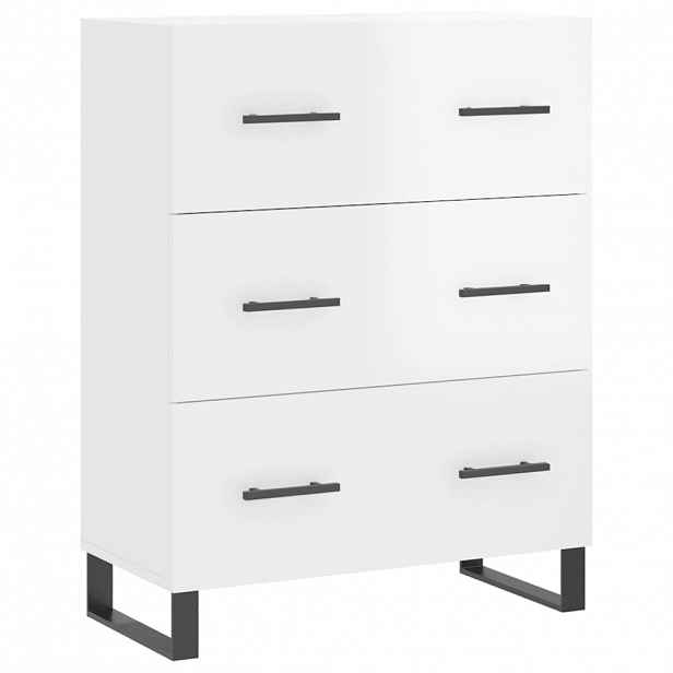 vidaXL Příborník bílý s vysokým leskem 69,5x34x90 cm kompozitní dřevo