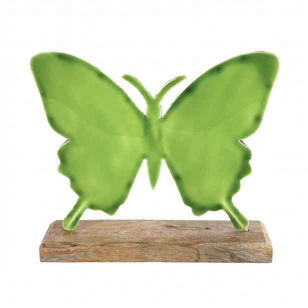 Kovová dekorace motýl BUTTERFLY 20 cm zelená